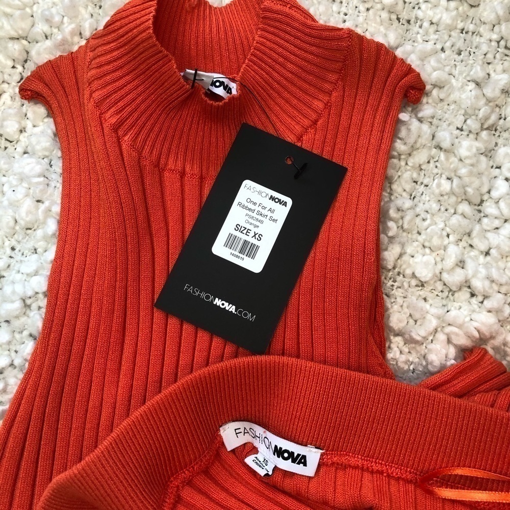 NWT Fashion Nova Orange Matching Ribbed Set - Picture 5 of 7